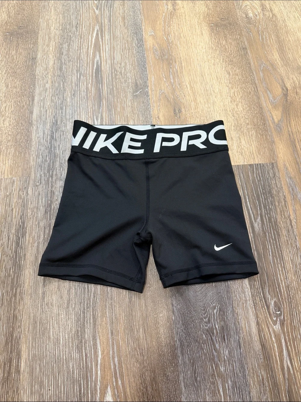 Nike Black Pro Compression Training Shorts with White Logo Waistband